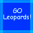 Blue background with light blue lines, white pixelated text reading 'GO Leopards!' in two identical