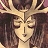 Pixelated static image of a character with closed eyes, long dark hair, and a golden crown-like headpiece against a dark background.