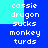 Pixelated text displays 'cassie drugon sucks monkey turds' in white on blue and cyan background, with cyan blocks shifting position across frames.