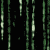 Green digital rain cascades vertically on black background with partial light gray rectangle at bottom right.