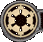 Circular metallic icons with starburst and oval shapes, showing sequential animation frames of a central symbol changing from eight-pointed to six-pointed star.
