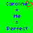 Green background displays blue text 'Caroline', '+', 'Me', '=', and 'Perfect' with a red heart symbol replacing the letter 'o' in Caroline on the left side.