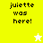Yellow and white pixelated icon with 'juiette was here!' text and a star symbol, showing two color variations.