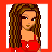 Pixel art contact sheet showing a female character in red outfit with long brown hair, partial body views of the same character, "I Love You" text, and a large red lips graphic on a white background with red asterisks.