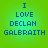 Four identical pixelated text on a green gradient background, each displaying 'I LOVE DECLAN GALBRAITH' in blue block letters