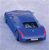 Blue car with pink accents on front bumper and headlights, angled view against light blue background.