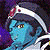 Blue-skinned character with brown eyes wears dark helmet and white headband, green text reads Original Icons .com on right side.