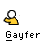 Pixel art of yellow figures with white heads in various poses and speech bubbles containing text or symbols.