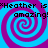 *Heather is* text repeated four times over a blue and purple spiral background with no visible motion changes.