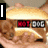 six showing a hot dog with text and symbols, where the central displays hearts and a '<3' symbol on a green background