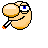 Pixelated cartoon hand with blue eyes, smoking a cigarette, displaying six distinct facial expressions