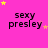 identical 'sexy presley' text icons on a bright pink background with scattered yellow and pink stars