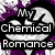 Pixelated icon with white text 'My Chemical Romance' over a black background and purple floral pattern.