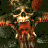 Animated pixel art of a skeletal figure with glowing eyes and red accents against dark foliage, next to 'DOOM 3' text in fiery orange-yellow lettering on black background.
