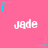 Pink background with repeated white text 'jade' and alternating cyan and gray star-shaped icons connected by dotted lines.