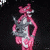 Animated contact sheet showing three frames of a cartoon character in pink attire with gray armor-like details against black background.