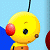 A pixelated cartoon character with a yellow head and red cheeks appears on the left side of a contact sheet, while green text reading "Original Icons .com" is displayed on a dark green background to the right.