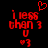 Red pixelated text 'i less than 3' with 'U' and '3' below, a heart symbol above, and a small heart at bottom left on black background.