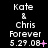 Static text-based icon displaying 'Kate & Chris Forever 5.29.08' with varying pink symbols below the date across three