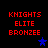 Red pixelated text "KNIGHTS ELITE BRONZEE" on black background with blue star symbols in different positions across frames.