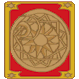 Two vertically stacked cartoon-style icons with golden borders, red backgrounds, and a central circular symbol on the top icon.