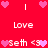 Red background with white text and pink heart icons arranged in a pattern, featuring repeated 'Love' and 'seth <3' phrases