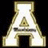 A large pixelated white letter A with a small triangle inside, surrounded by yellow text reading Go! and Fight on a black background.