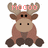 Pixelated moose icon with brown body, dark brown hooves and antlers, black eyes, light brown face, pink text above head changing from 'MOOO' to 'OOOOGOOO' then 'OOSE!' across frames.