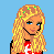 Pixel art of a blonde woman in red crop top and dark blue pants with orange cuffs, shown from multiple angles including full-body, torso, legs, and head close-up.