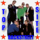 Animated sequence of Backstreet Boys group poses with changing color schemes and text elements.