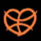 A pixelated orange heart-shaped basketball net on black background next to yellow square with 'love and bball' text.