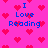 Pixelated pink background with red heart shapes and blue text reading "I Love Reading" in two separate sections.