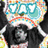 Pixelated image of a person with colorful face paint and a black outfit, overlaid with white text on a red background.