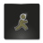 Pixelated figure with light brown body and white head against dark gray background, standing in a dynamic pose with arms and legs extended.