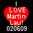 Red heart-shaped icon with white text "I LOVE Martin Lau!" and number "020609" below, displayed on black background.