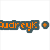 Four distinct pixelated text-based icons arranged in a , each with unique color schemes and background styles