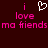 Pixelated text and heart symbol on dark red background with pink and white elements.