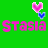 Green background with two identical pixelated heart balloon icons above pink and blue text reading 'Stasia' side by side.
