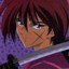 Anime-style character with dark brown hair and light skin, shown in profile view against a purple background.