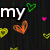 six pixelated with text and symbols: 'my' with hearts, 'icons', 'what', 'will', 'you', 'pick' on varied backgrounds