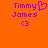 Pixelated orange background with purple text 'Timmy James' and a heart symbol above the name on the left side, plus a '<3' symbol below.