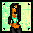 Pixel art of nine showing a cartoon woman with long black hair and a teal top, with text variations of 'Damn' and 'DAMN'