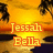 Pixelated image with orange and yellow gradient background featuring two lines of stylized text reading "Jessa Bella" in blocky, outlined font.