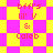 Pixelated icon with alternating yellow and pink checkered background, displaying red text 'bffl's lil' V & Caleb' in four repeated sections.