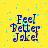 Yellow background with blue pixelated text reading 'Feel Better Jake!' and scattered cyan dots, displayed in a