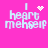 Pixelated text 'I heart mehself' on bright pink background with four distinct animation states showing different pixel clusters near the top.