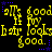 Yellow pixelated text on black background with blue stars, repeating 'ams', 'If', 'hstr', 'looks', and 'good.' in a pattern