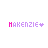 Pixelated text 'MAKENZIE' with a small heart symbol, displayed in varying color schemes