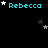 'Rebecca' text in cyan with white and gray stars on a black background, showing animation changes across frames