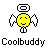 A contact sheet of five pixel art frames showing a yellow smiley character with wings and halo, displaying different facial expressions across the animation sequence.